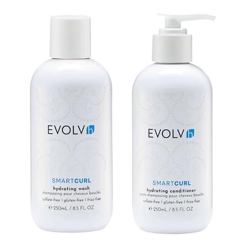 EVOLVh Shampoo & Conditioner Set - Hydrates Curls, Vegan & Non-Toxic - 8.5 fl oz Each