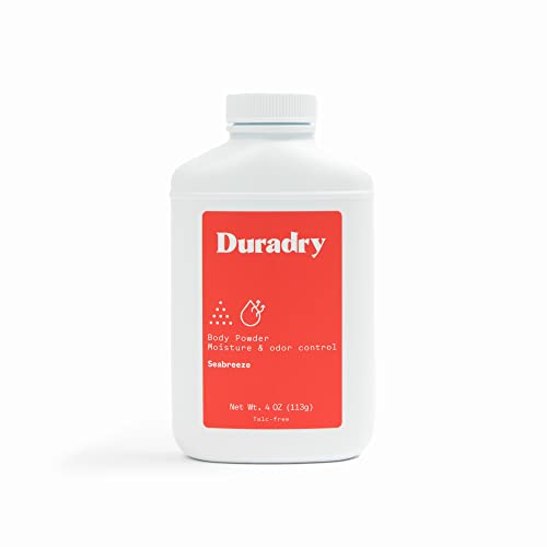 Duradry Body Powder - Odor Control & Sweat Defense, Talc-Free, All Natural - Seabreeze, 4oz
