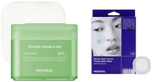 Mediheal Face Toner Pads - Soothing Tea Tree Formula, Vegan Fibers, 132 Count
