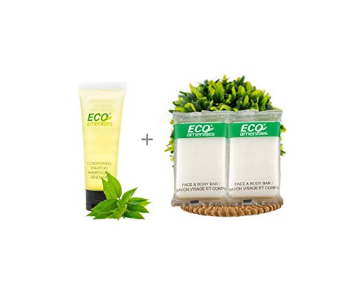 ECO Amenities Hotel Toiletries Set - 30ml 2-in-1 Shampoo & Conditioner, 100 Soap Bars - Travel Size