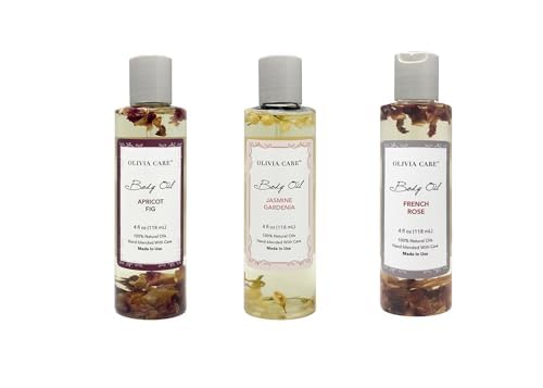 OLIVIA CARE Body Oil - Moisturizing, Hypo-Allergenic, Rich in Vitamins E & K - Apricot Fig, 4oz