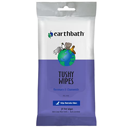 earthbath Rosemary & Chamomile Pet Wipes - Neutralizes Odors, Non-Toxic, Cruelty-Free - 30 Count
