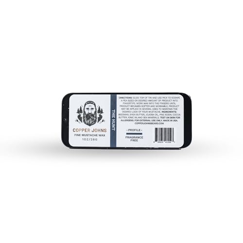 Copper Johns Mustache Wax - Strong All-Day Hold, Well-Groomed Look, Beeswax & Jojoba - 1oz