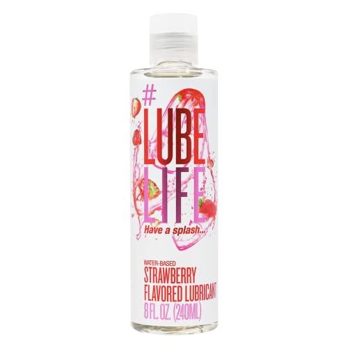 Lube Life Water-Based Strawberry Lubricant - Sugar-Free, Vegan, Toy & Condom Safe - 8 Fl Oz