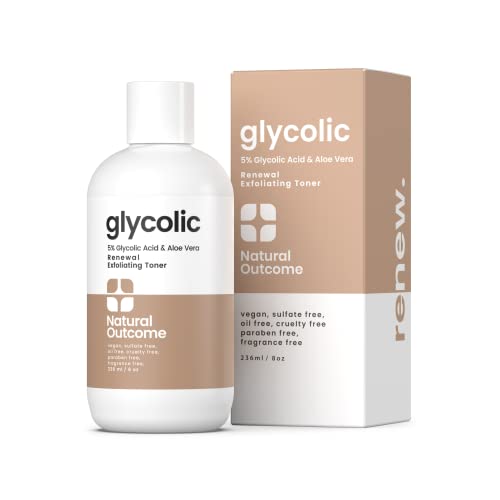 Natural Outcome Glycolic Acid Toner 5% - Exfoliates & Hydrates with Aloe & Quinoa - 8 oz