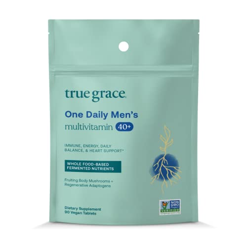 True Grace Men's Multivitamin - Immune, Bone & Heart Support with Organic Adaptogens - 90 Tablets