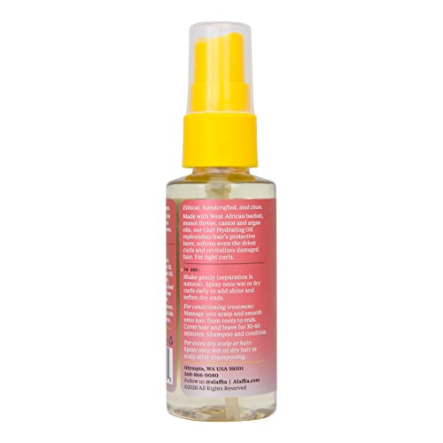 Alaffia Hair Oil Spray - Moisturizes & Strengthens Curly Hair with Argan & Baobab - 2 Fl Oz
