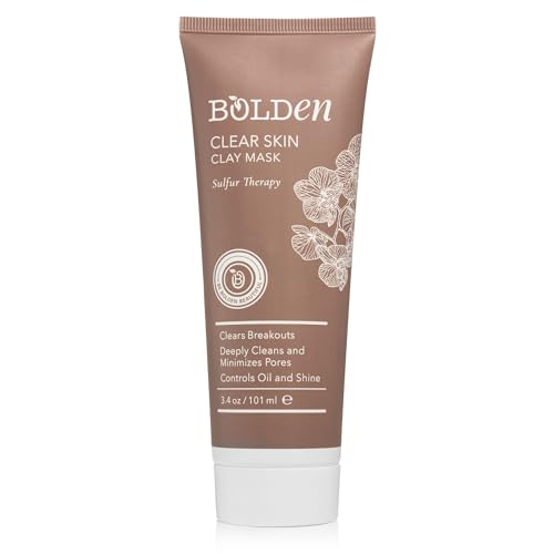BOLDEN Clear Skin Clay Mask - Deep Pore Cleansing, Oil Control for Sensitive Skin - 3.5 fl oz