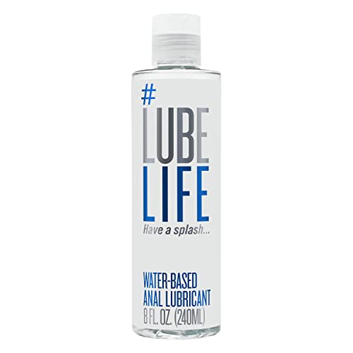 Lube Life Water-Based Anal Lubricant - Silky Smooth, Natural Ingredients, Non-Staining - 8 Fl Oz