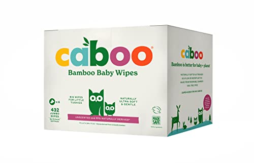 Caboo Tree Free Baby Wipes - Naturally Derived, Safe for Sensitive Skin, 432 Total Wipes