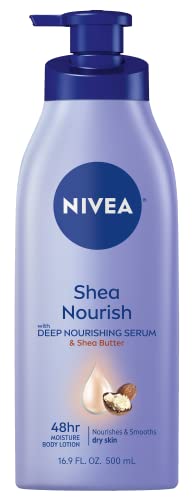 NIVEA Shea Nourish Body Lotion - 48 Hour Moisture, Silky Smooth Skin - 16.9 Fl Oz Pump Bottle