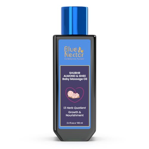 Blue Nectar Ayurveda Baby Massage Oil - Moisturizes & Nourishes Newborn Skin - 3.38 Fl Oz