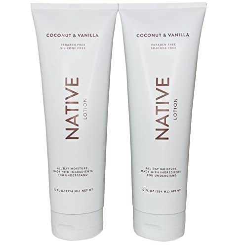 Native Body Lotion for All - Hydrating, Naturally Derived Ingredients - Coconut & Vanilla, 12oz x2
