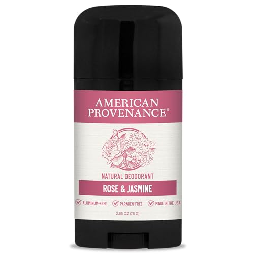 American Provenance Natural Deodorant - 24-Hour Odor Protection, Rose & Jasmine - 1 Pack