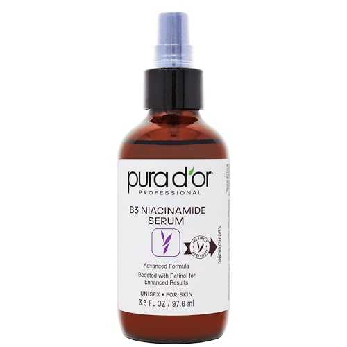 PURA D'OR Face Serum - Brightening & Anti-Aging with Niacinamide & Retinol, Hypoallergenic - 3.3 Oz