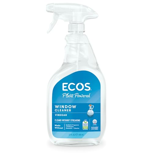 Earth Friendly ECOS Glass Cleaner - Streak-Free Shine, Non-Toxic, Plant-Based - 22oz, Pack of 3