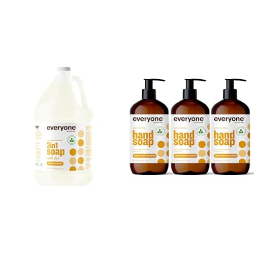 Everyone 3-in-1 Soap & Hand Soap Set - Nourishing Coconut Lemon, EWG Verified - 1 Gallon + 3 Pack