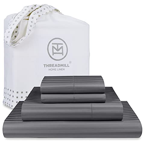 Threadmill 600 Thread Count Fitted Sheet Set - Soft, Breathable, OEKO TEX Certified, Dark Grey