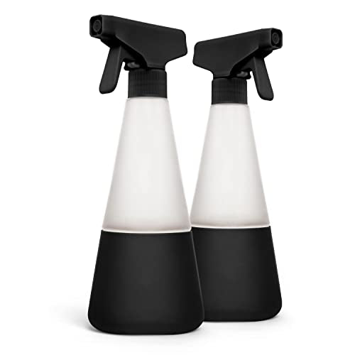 Cleancult Glass Spray Bottle - Refillable, BPA-Free, Shatter Resistant - 16oz, 2 Pack, Matte Black