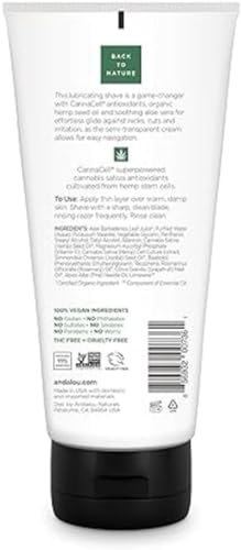 Andalou Naturals CannaCell MEN Shave Cream - Smooth Glide, Antioxidants, Aloe Vera - 6oz