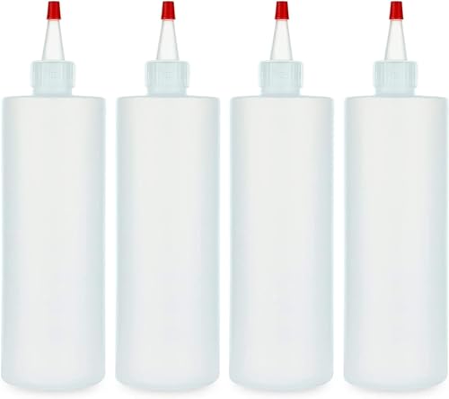 BRIGHTFROM Squeeze Bottles - Leak-Proof, BPA-Free, Versatile for Sauces & Crafts - 4 Pack, 12oz