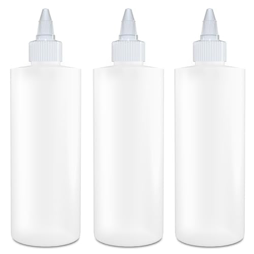 BRIGHTFROM Twist Top Applicator Bottles - Precise Dispensing, Refillable, Leak Proof - 8oz, 3 Pack