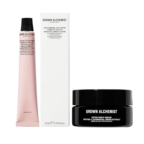 Grown Alchemist Skin Care Set - Anti-Aging, Detox & Hydration - Travel Size Primer & Creams
