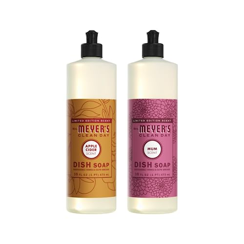 Mrs. Meyer's Dish Soap - Biodegradable, Cruelty-Free, Brightening Apple Cider & Peony - 16oz Each