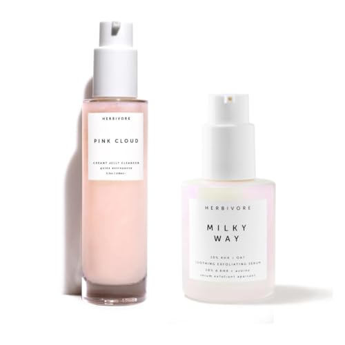 HERBIVORE Facial Cleansing Set - Hydrating Cleanser & AHA Exfoliating Serum - 2 Pieces