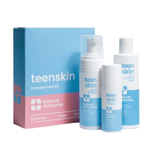Natural Outcome Teen Skin Care Kit - Clear Complexion, Gentle Ingredients - 3 Pc Set