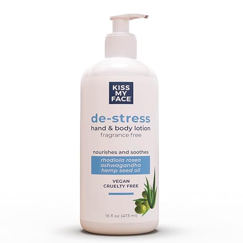 Kiss My Face De-Stress Body Lotion - Hydrating, Hypoallergenic, Vegan - 16oz Pump Bottle