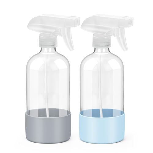 Bontip Glass Spray Bottle Set - Non-Toxic Cleaner, UV Protected, Reusable - 2 Pack, 16 oz