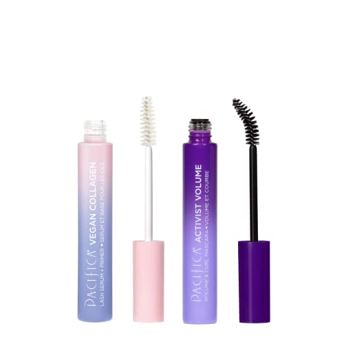 Pacifica Beauty Mascara - Volume & Curl, Vegan Collagen Serum, 100% Glass Bottle - 0.4oz