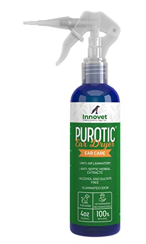 Innovet PurOtic Dog Ear Dryer - Natural Moisture Eliminator, Silicone Tip - 4 oz Made in USA