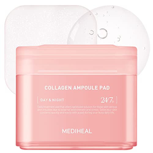 MEDIHEAL Collagen Ampoule Pad - Firming & Elasticity Restore, Vegan Silk Pads - 100 Count