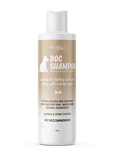 Aquableu Natural Dog Shampoo - Heals, Relieves Itchy Skin, Sweet Honey & Oatmeal Scent - 16oz
