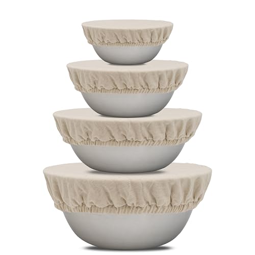 Organic Cotton Bowl Covers - Reduce Food Waste, Versatile Fit for Multiple Sizes - 4 Pack