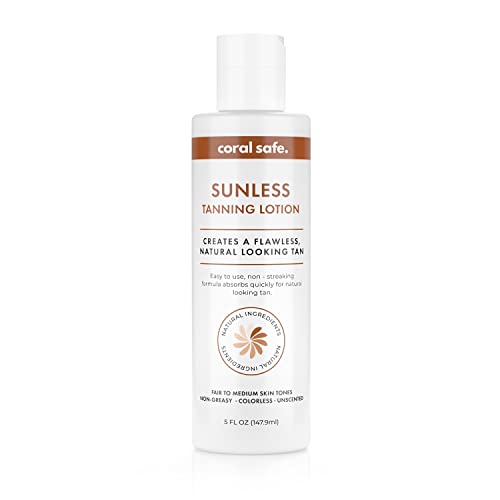 Coral Safe Sunless Self Tanner - Streak-Free Gradual Tan, Hydrating Formula for Fair to Medium Skin