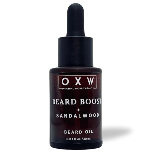 Beard Boost Oil for Men - Nourishing Castor & Jojoba Blend, Softens & Conditions - Sandalwood Scent