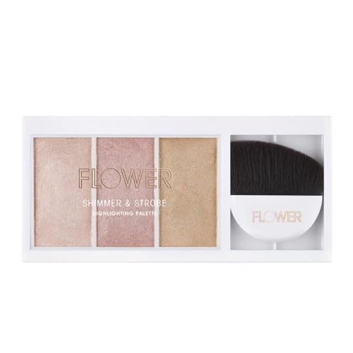 FLOWER Beauty Shimmer + Strobe Highlighter Palette - Luminous Finish, Cruelty-Free - 0.29oz