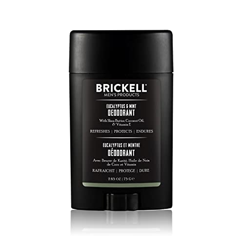 Brickell Men's Deodorant - Natural Odor Control, Aluminum & Alcohol Free - Eucalyptus & Mint, 2.65oz