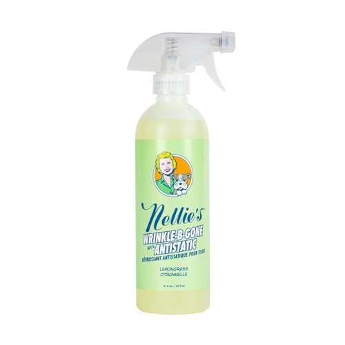 Nellie's Wrinkle-B-Gone - Plant-Based Wrinkle & Static Remover, Lemongrass Scent - 16 fl oz