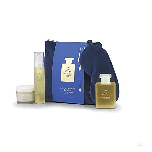 Aromatherapy Associates Bath & Body Gift Set - Deep Relax Essential Oil Blend, Velvet Eye Mask