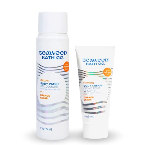Seaweed Bath Co. Body Wash & Cream Duo - Moisturizing, Marine-Derived Ingredients - 12oz, 6oz