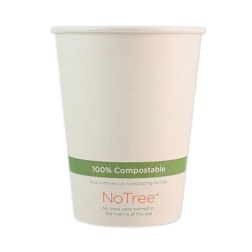 World Centric NoTree Compostable Hot Cups - 100% Compostable, Bio-Lining, 12 oz, 1000/Carton