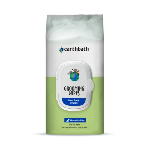 earthbath Pet Wipes - Moisturizing & Deodorizing for Dogs & Cats, Non-Toxic - Green Tea, 100 Count