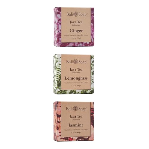 Bali Soap Batik Gift Set - Handmade Moisturizing Vegan Soap Bars with Natural Extracts - 3 Pack