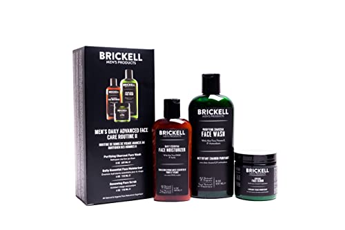 Brickell Men's Skin Care Set - Nourishing Cleanser, Scrub & Moisturizer, Natural Ingredients - 3pcs