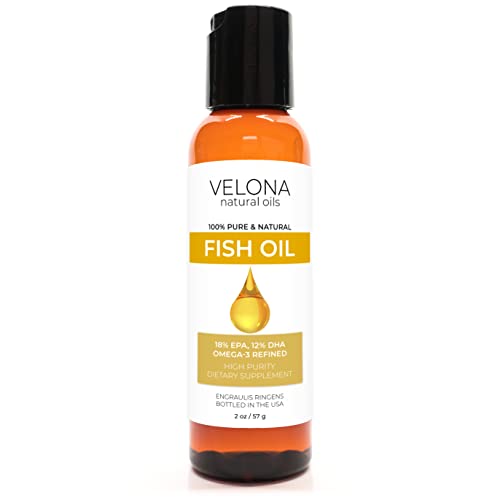 Velona Fish Omega-3 Oil - Nourishes Skin & Hair, Vitamins E & D, Cold Pressed - 2 Fl Oz