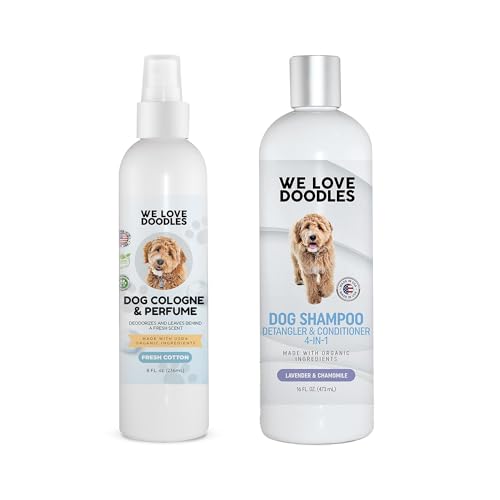 We Love Doodles Dog Cologne & 4-in-1 Shampoo - Long-Lasting Freshness, Lavender & Cotton - 10oz